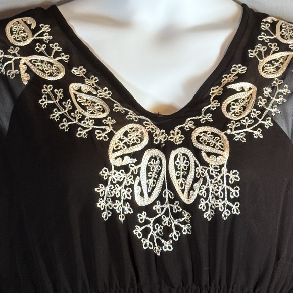 Fun & Flirt Black Boho Embroidered Sheer Tunic Top | Flowy Kimono Sleeve - Picture 7 of 14